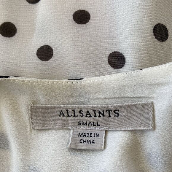 All Saints Dress Krystal Dot Wrap Ruffle White Black NWOT Sz Sm - Picture 8 of 8